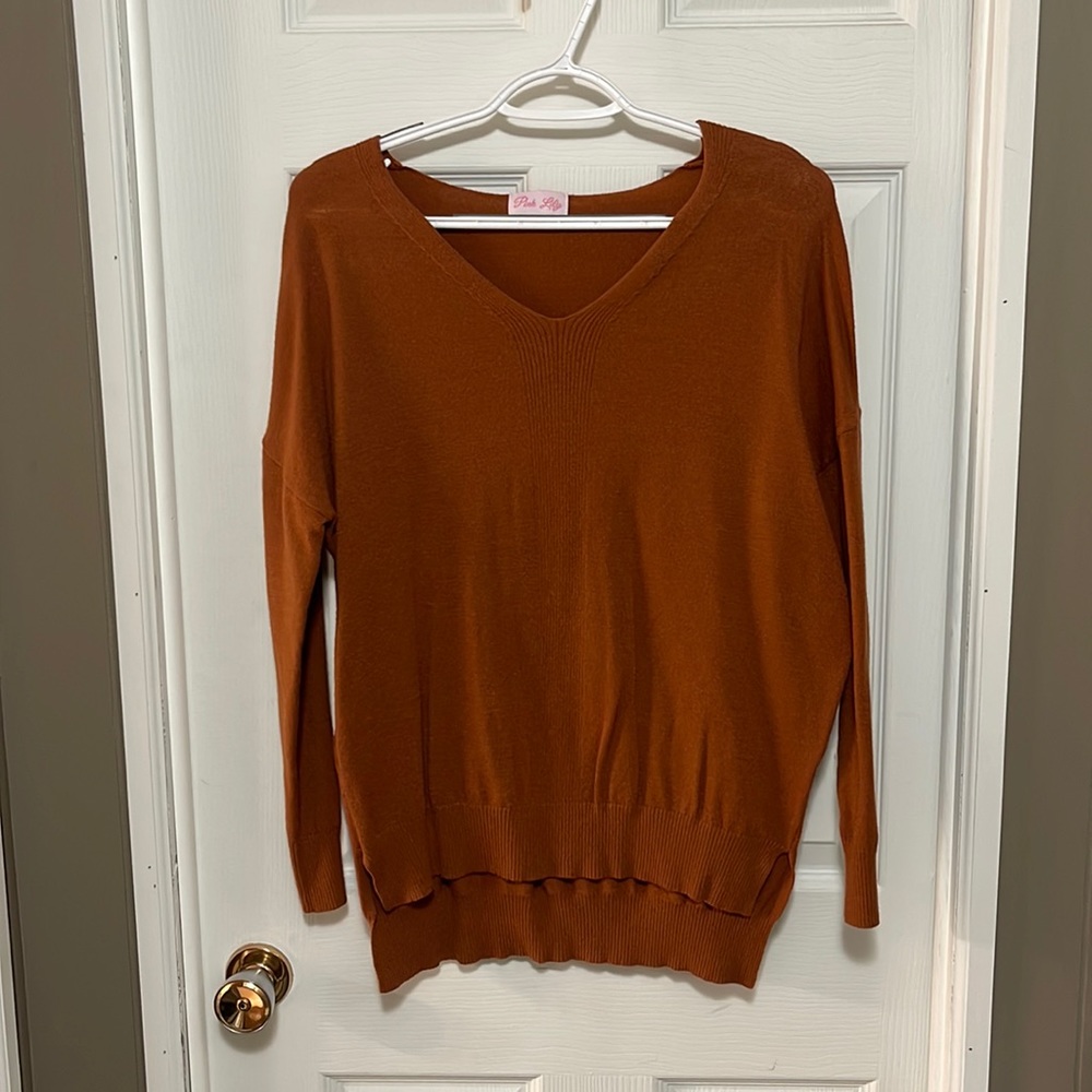 Pink Lilly vneck sweater